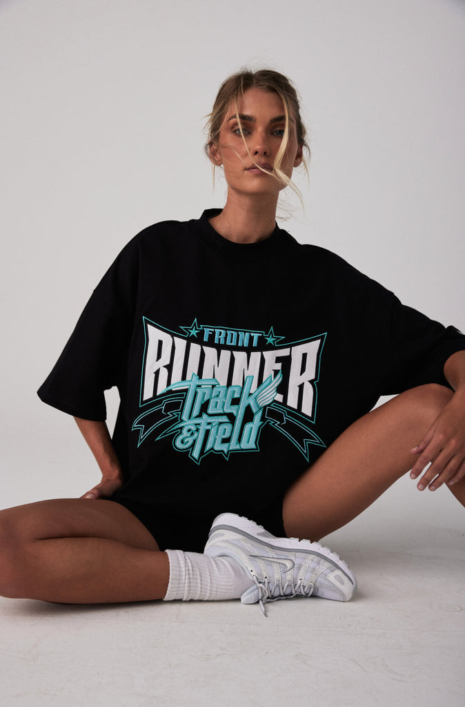 Track Runner Tee Black Tiffany [women]