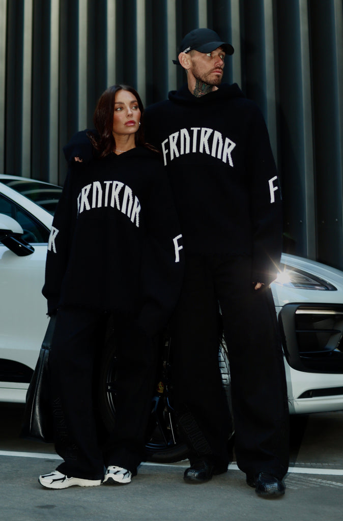FRNTRNR Knit Hoodie - Black