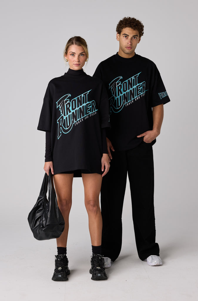 T&F Tee - Black Aqua