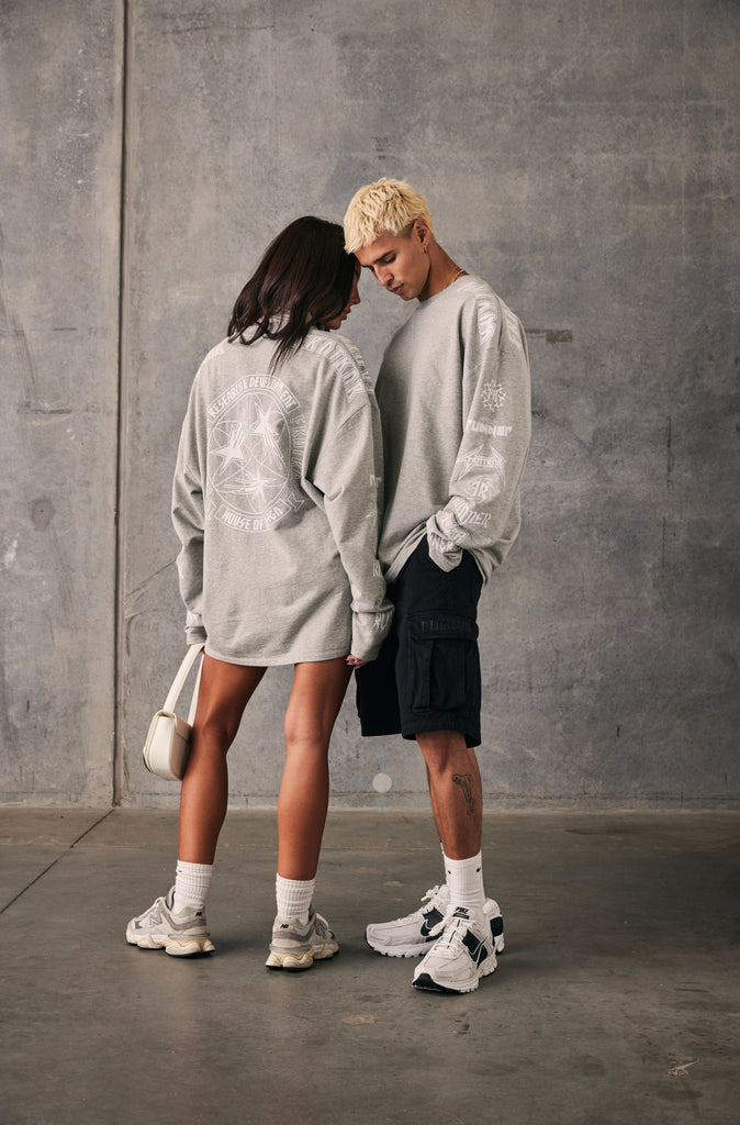 H.O.D Long Sleeve - Grey Marle