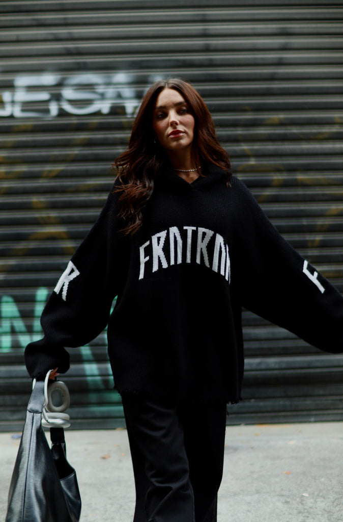 FRNTRNR Knit Hoodie - Black