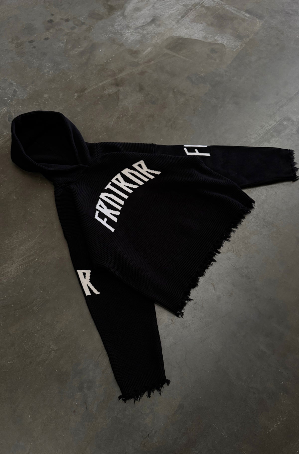 FRNTRNR Knit Hoodie - Black - Hover