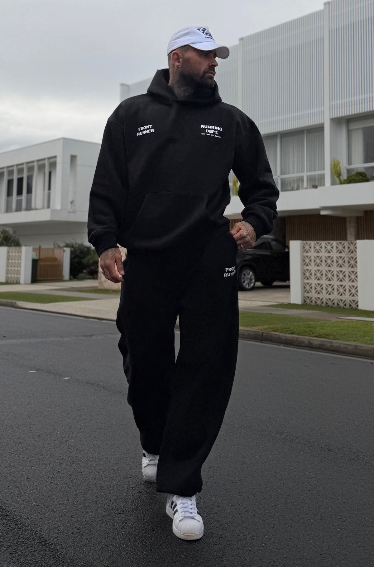 Running Dept Hoodie Black White [men]