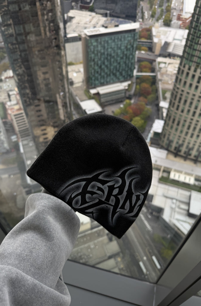 Ashline Skull Beanie Washed Black