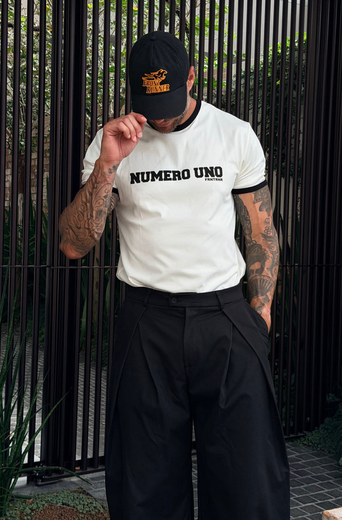 Numero Uno Fitted Ringer Tee White