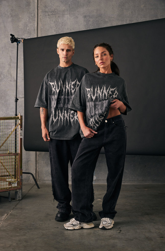 Runner Tribe Tee - Washed Black