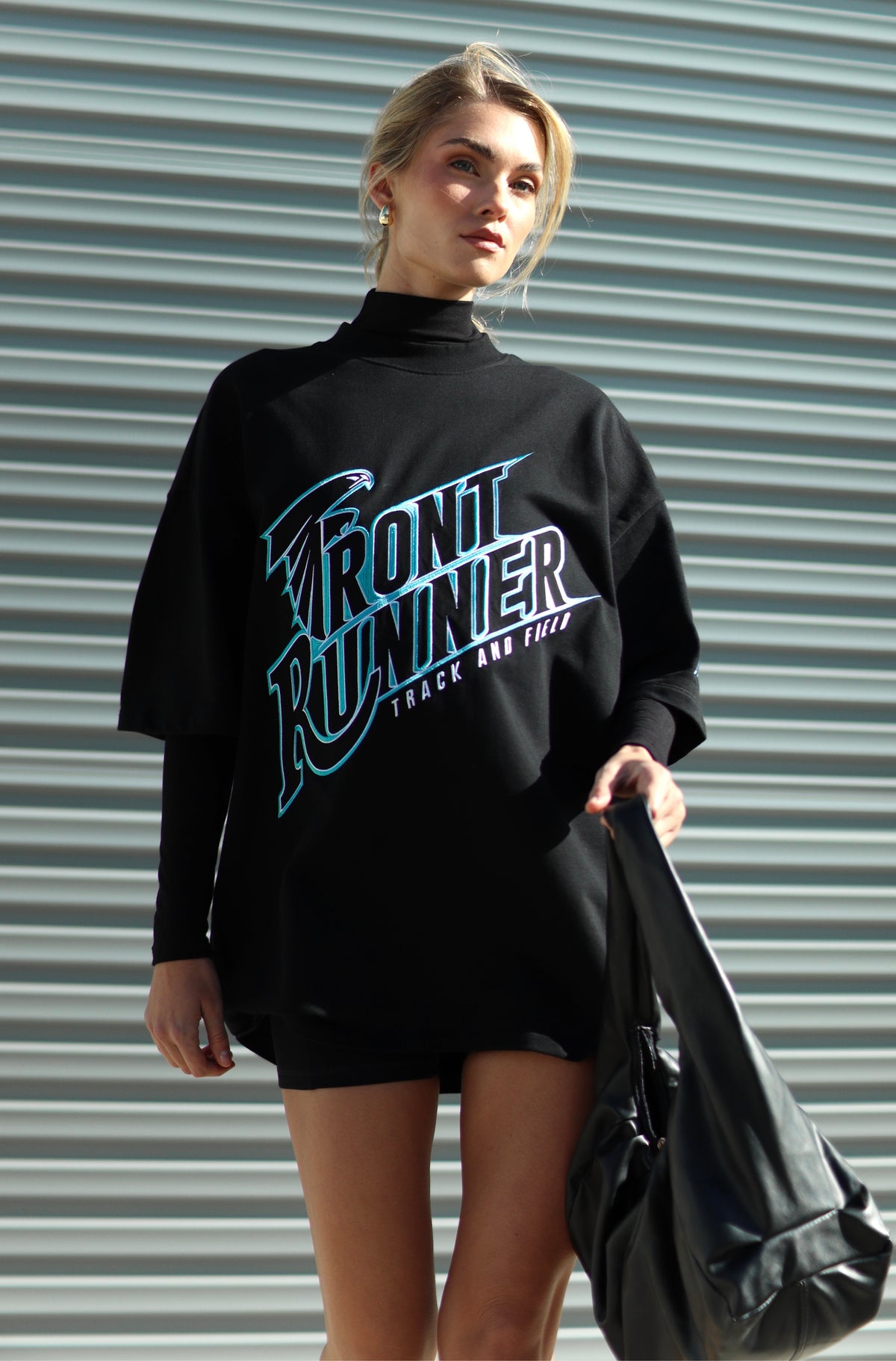 T&F Tee - Black Aqua - Women