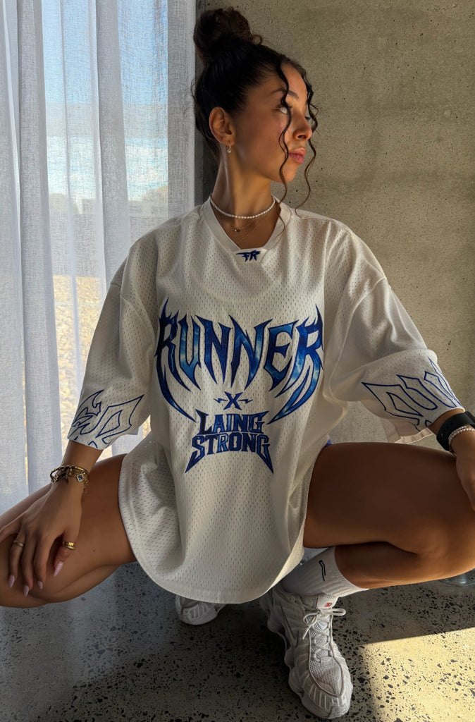 FR X LS Helm Bolt Jersey - White Cobalt