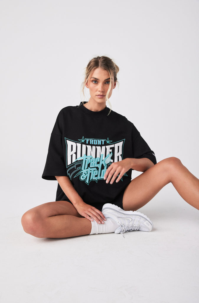 Track Runner Tee Black Tiffany [women]