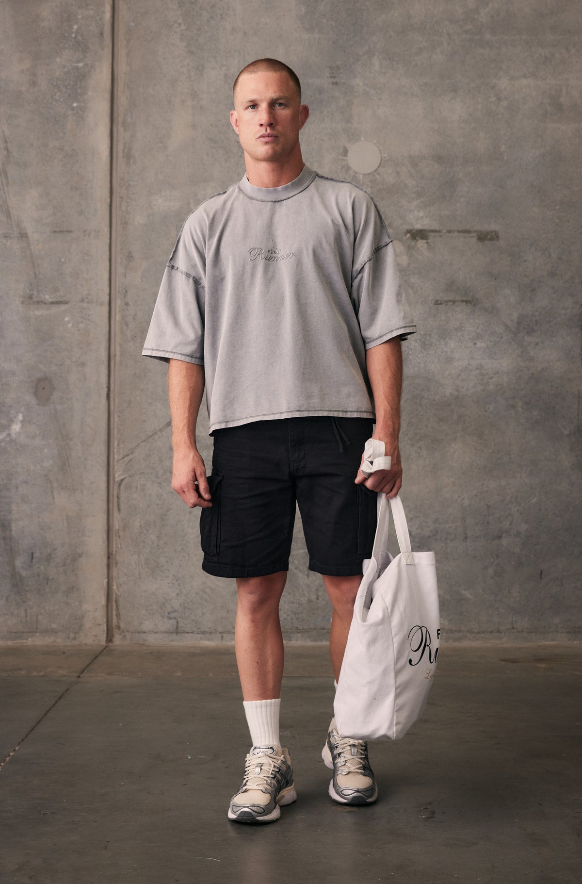 Boxy Reverse Tee - Concrete