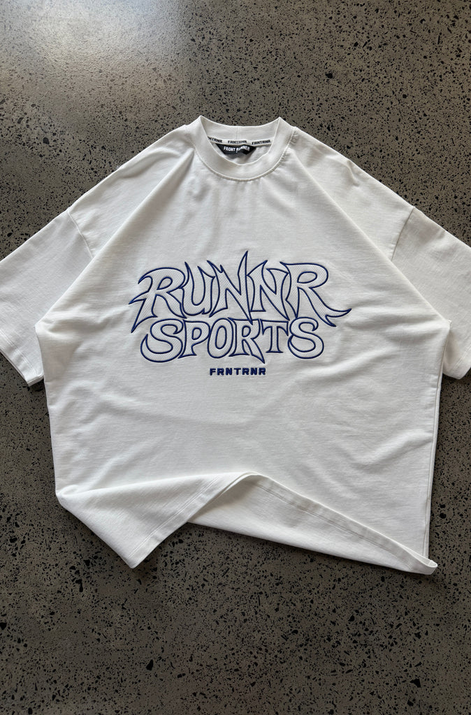 Runner Sports Tee White Cobalt