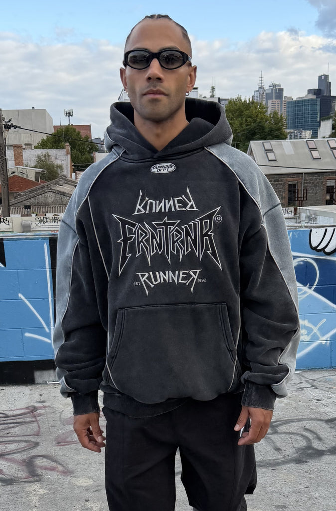 Tagged 2 Tone Hoodie Washed Black