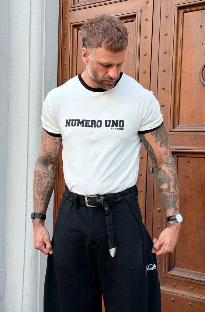 Numero Uno Fitted Ringer Tee White