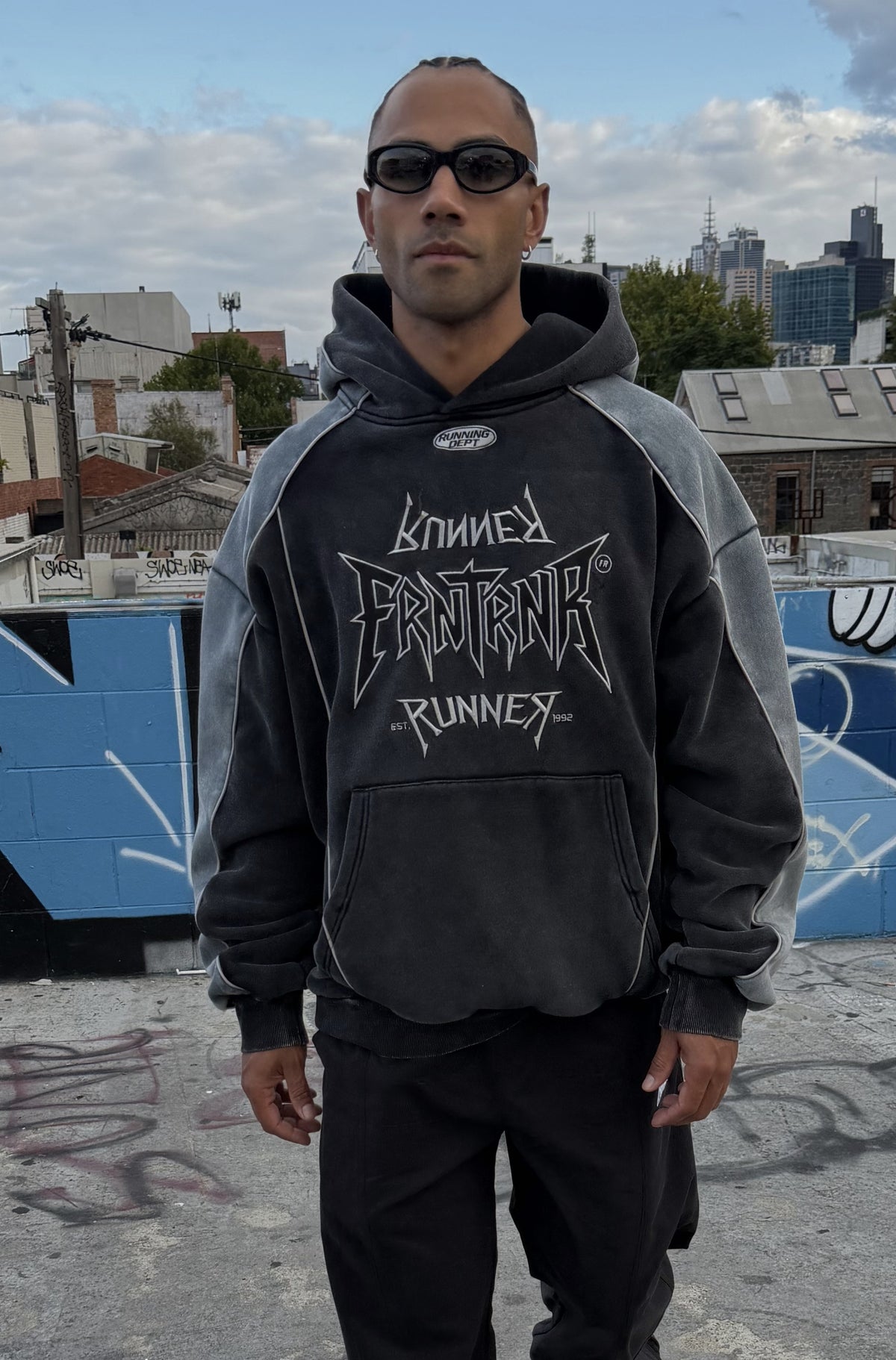 Tagged 2 Tone Hoodie Washed Black [men]