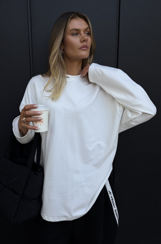 Script L/S Tee White