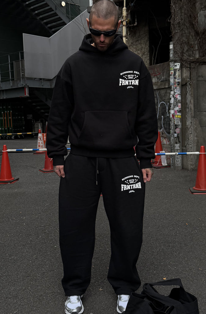FRNTRNR ESTD Barrel Leg Track Pant Black
