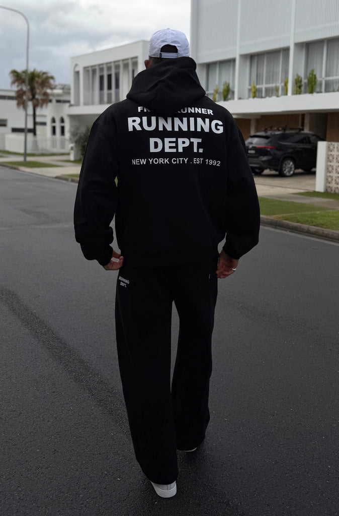 Running Dept Hoodie Black White