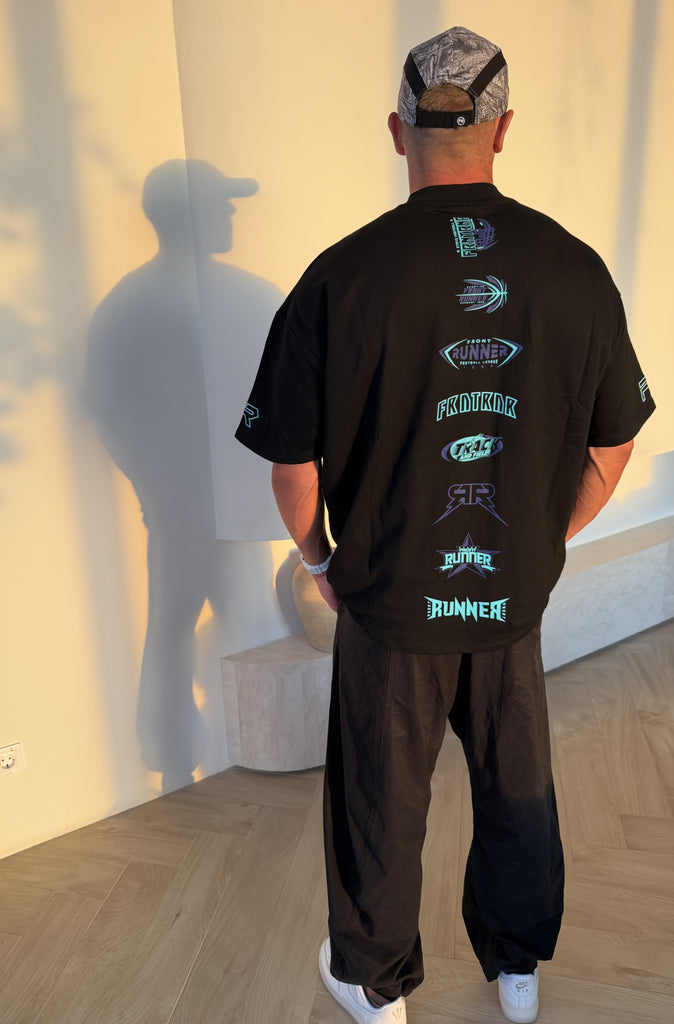 SS Runner Logo Tee Black Aqua