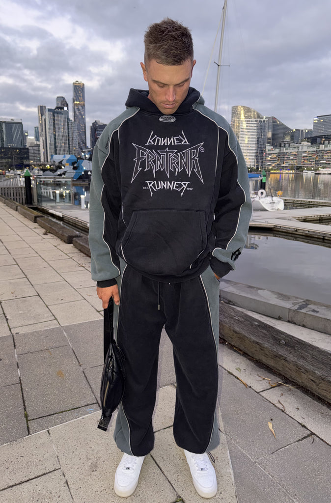 Tagged 2 Tone Hoodie Washed Black