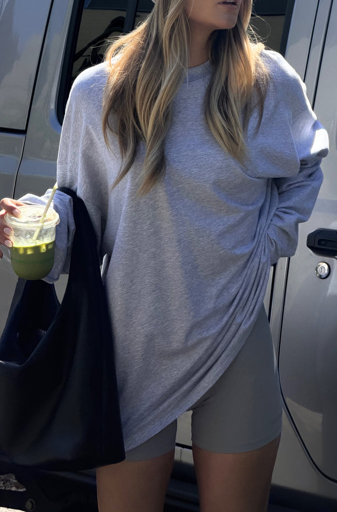 Script L/S Tee Grey Marle