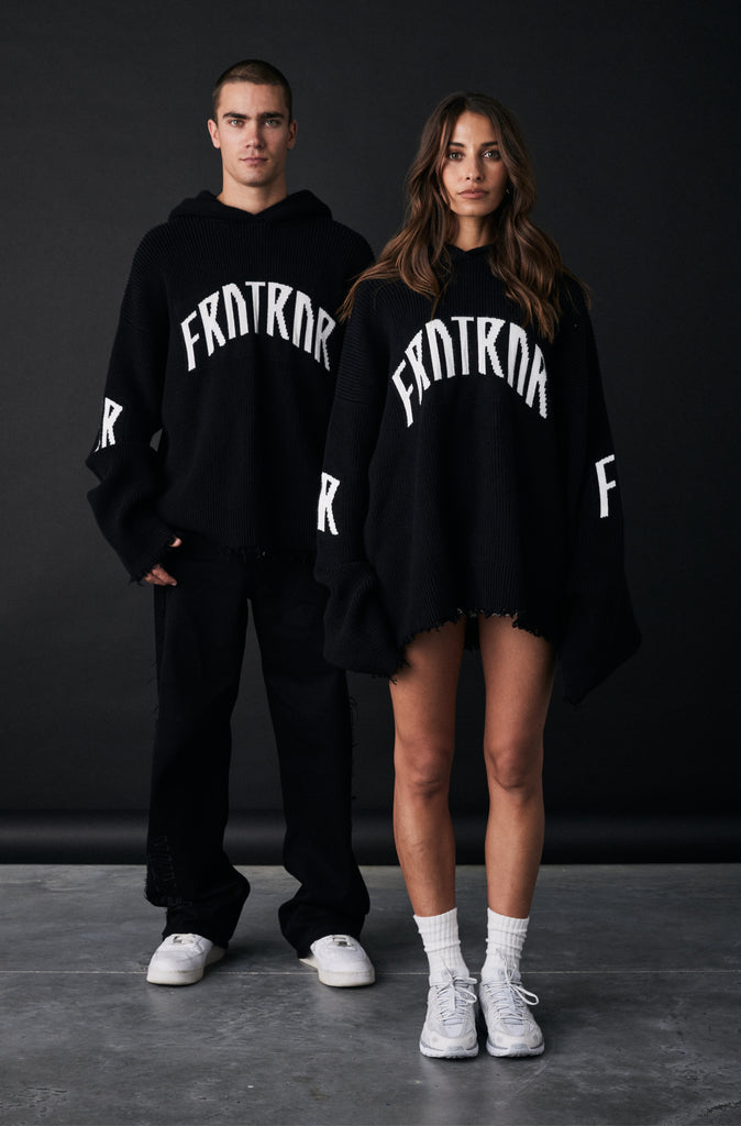 FRNTRNR Knit Hoodie - Black