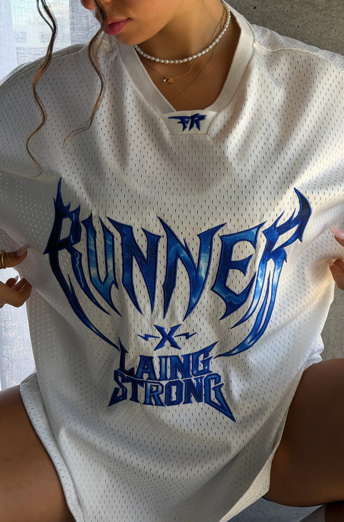 FR X LS Helm Bolt Jersey - White Cobalt