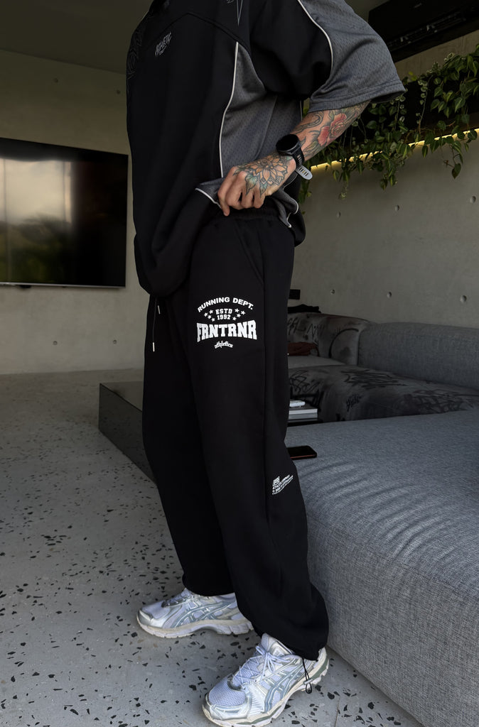 FRNTRNR ESTD Barrel Leg Track Pant Black