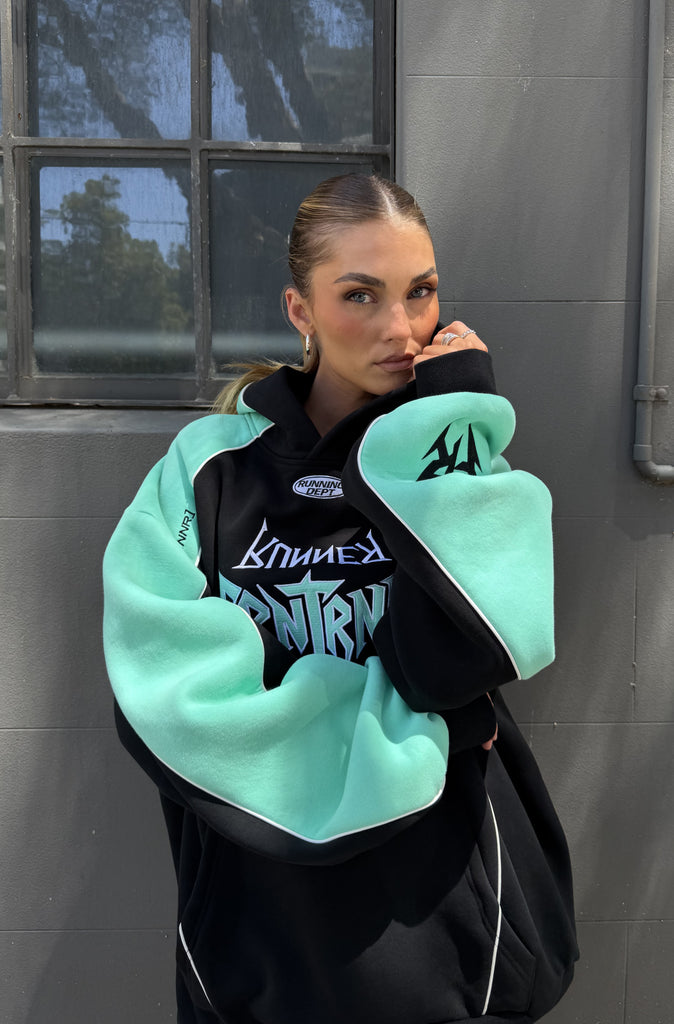 Tagged 2 Tone Hoodie Black Tiffany