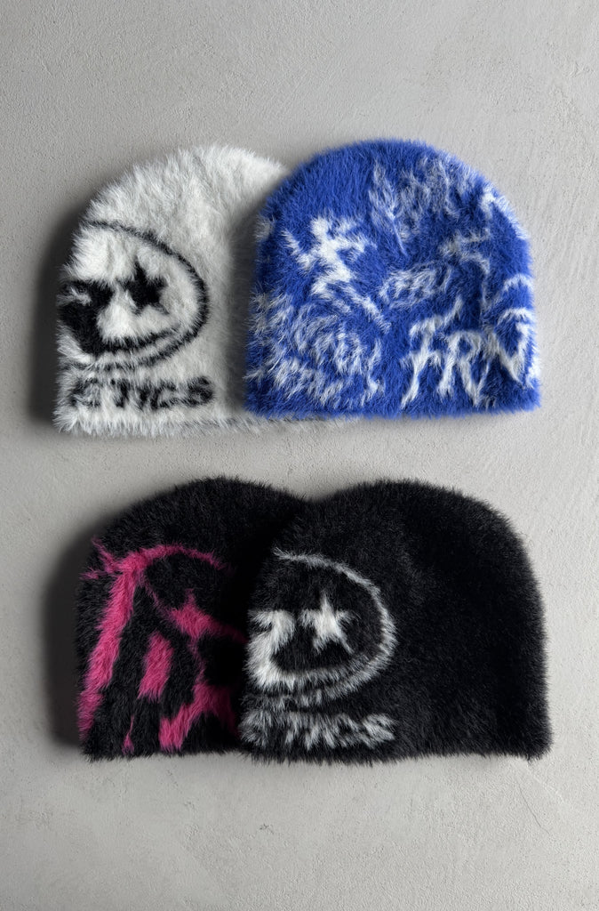 Runner Remix Fuzzy Skull Beanie Cobalt
