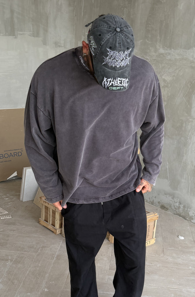 Script L/S Tee Washed Charcoal