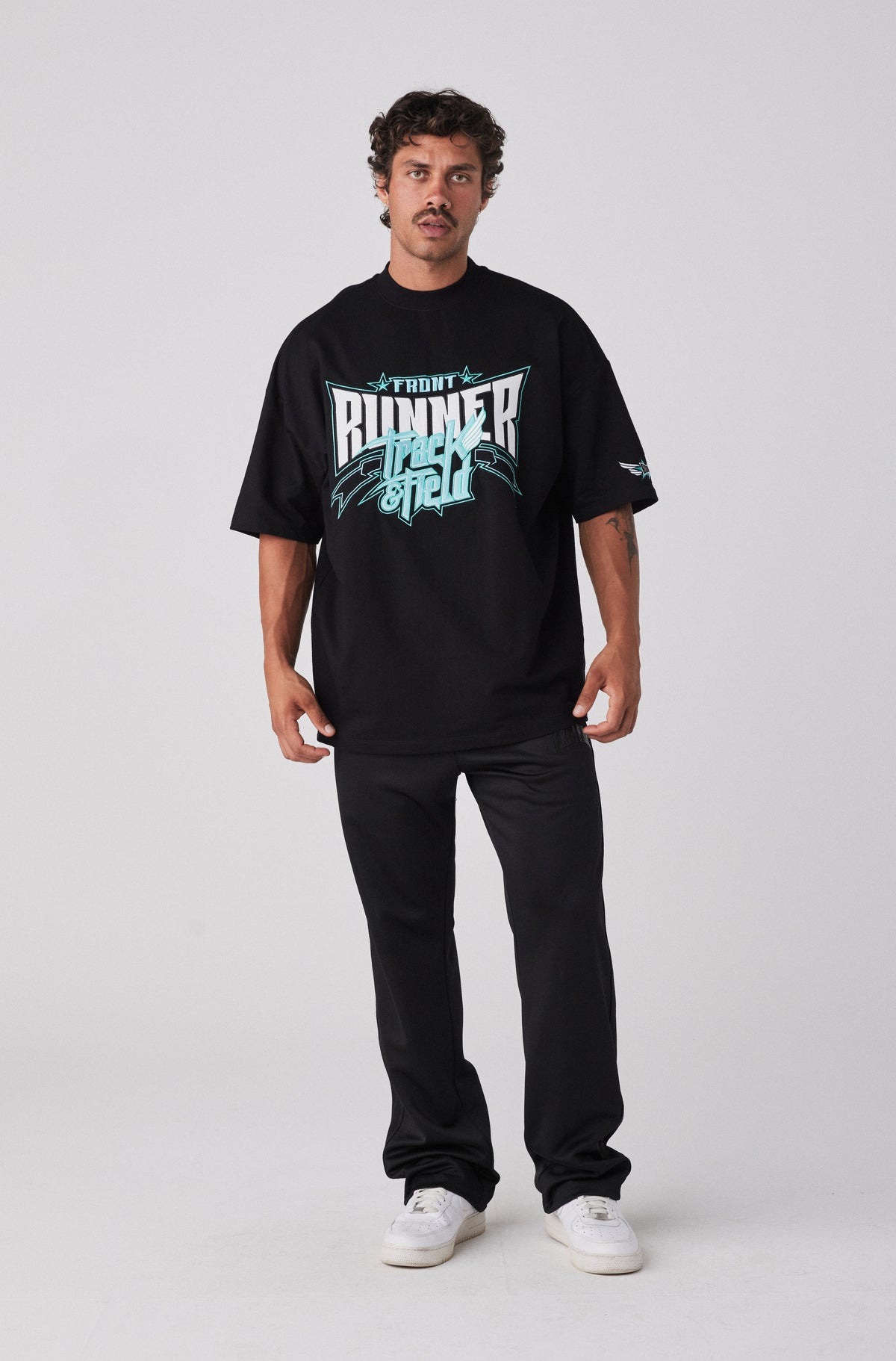 Track Runner Tee - Black Tiffany - Men