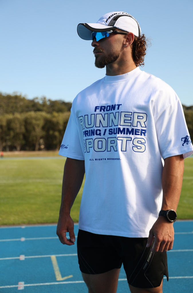 Varsity Sports Tee - White Cobalt