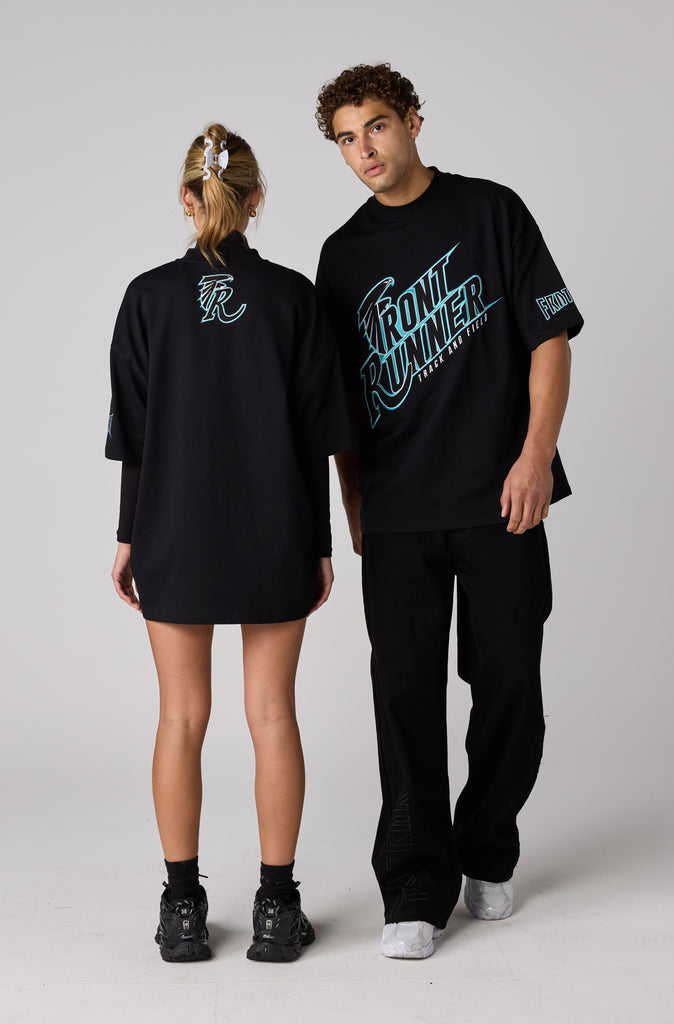 T&F Tee - Black Aqua