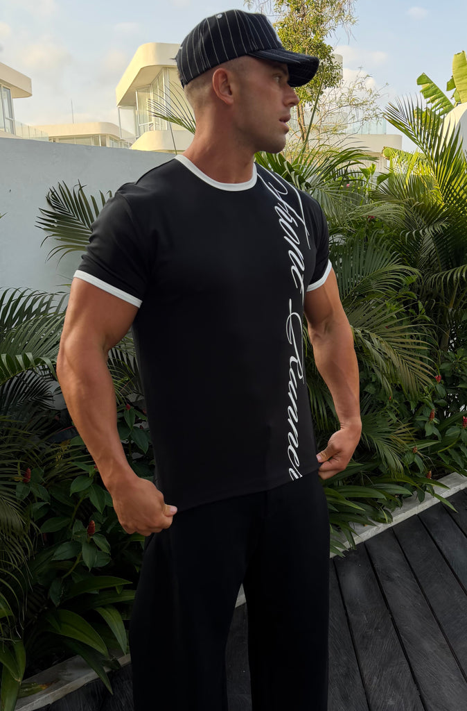 Script Fitted Ringer Tee Black