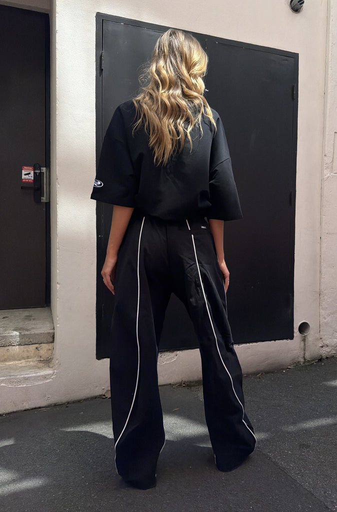 Phase Piped Barrel Leg Pant Black