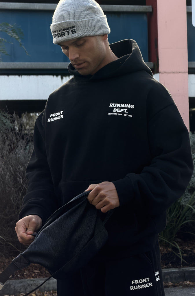 Running Dept Hoodie Black White