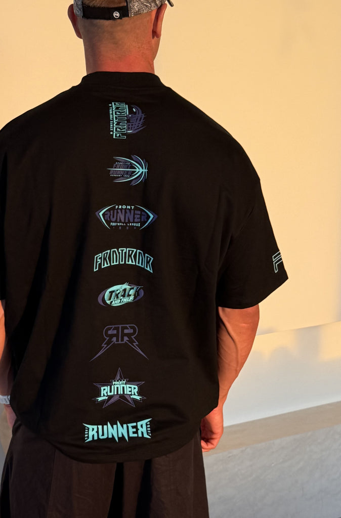 SS Runner Logo Tee Black Aqua
