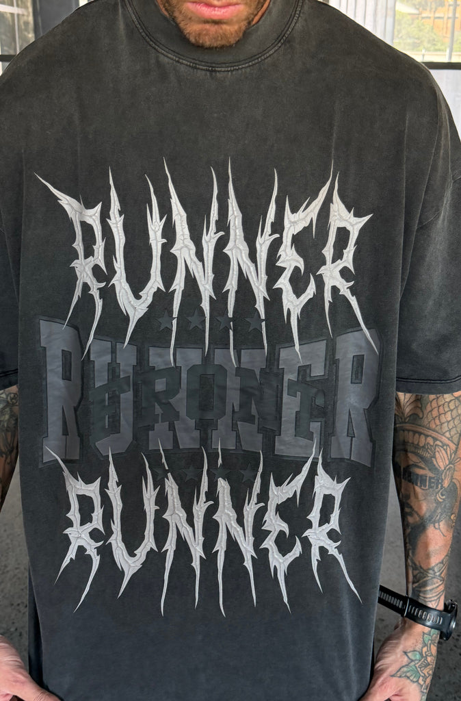 Runner Tribe Tee Washed Black [men]