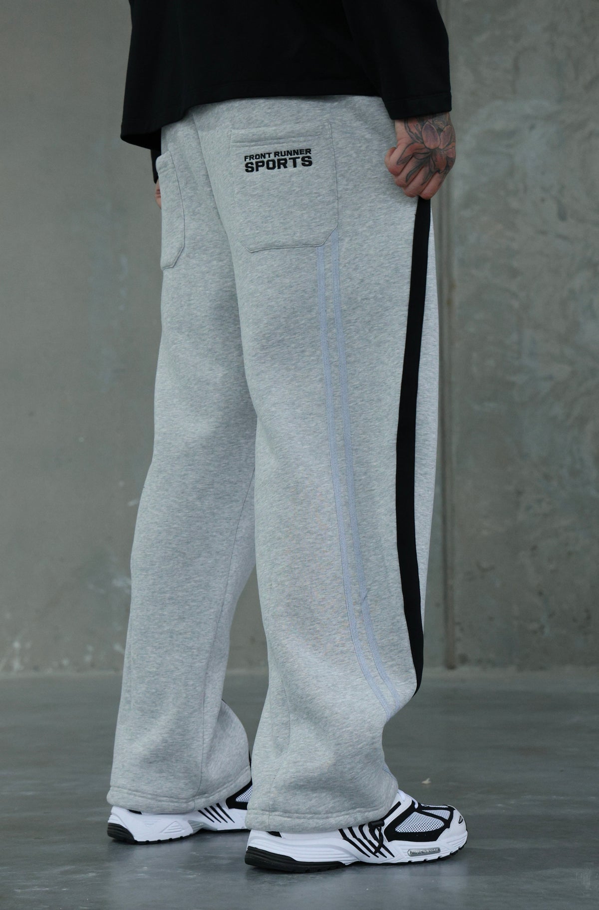 FR Sports Stripe Barrel Leg Trackpant Grey Marle [men]