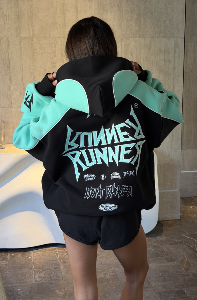 Tagged 2 Tone Hoodie Black Tiffany