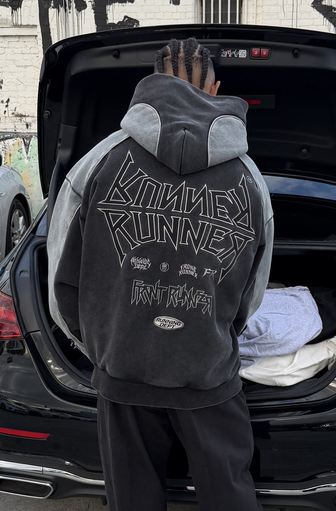 Tagged 2 Tone Hoodie Washed Black