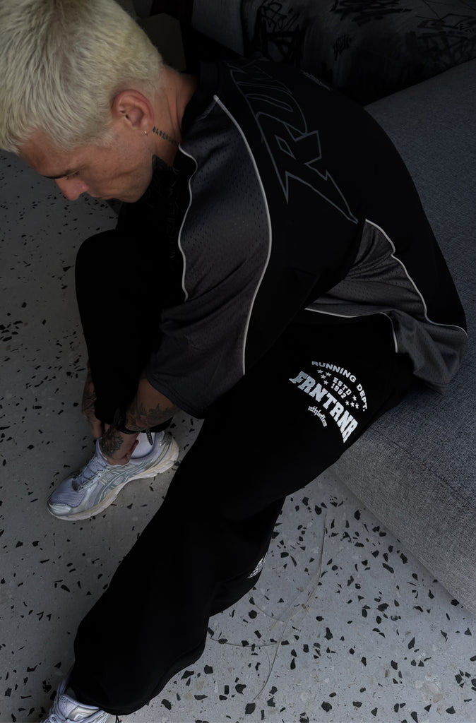 FRNTRNR ESTD Barrel Leg Track Pant Black
