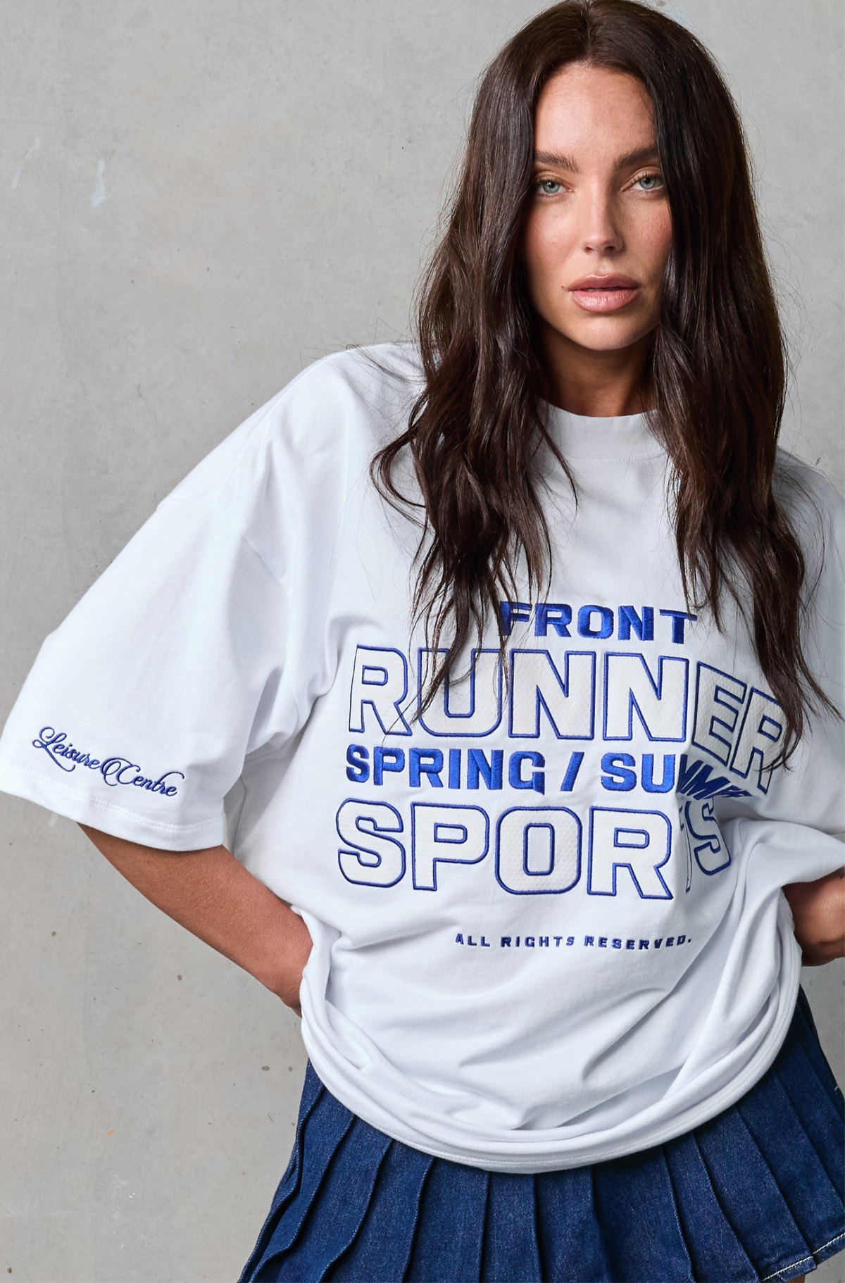 Varsity Sports Tee - White Cobalt - Women