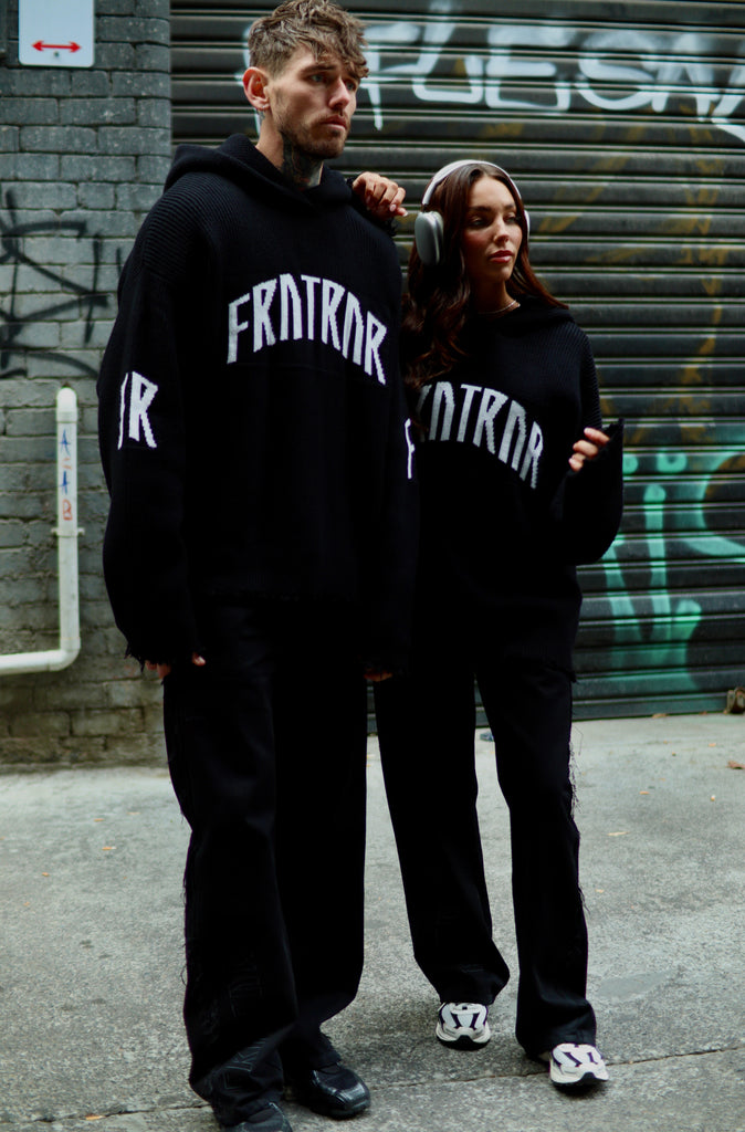 FRNTRNR Knit Hoodie - Black