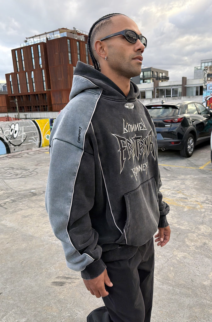 Tagged 2 Tone Hoodie Washed Black