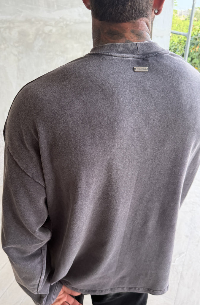 Script L/S Tee Washed Charcoal