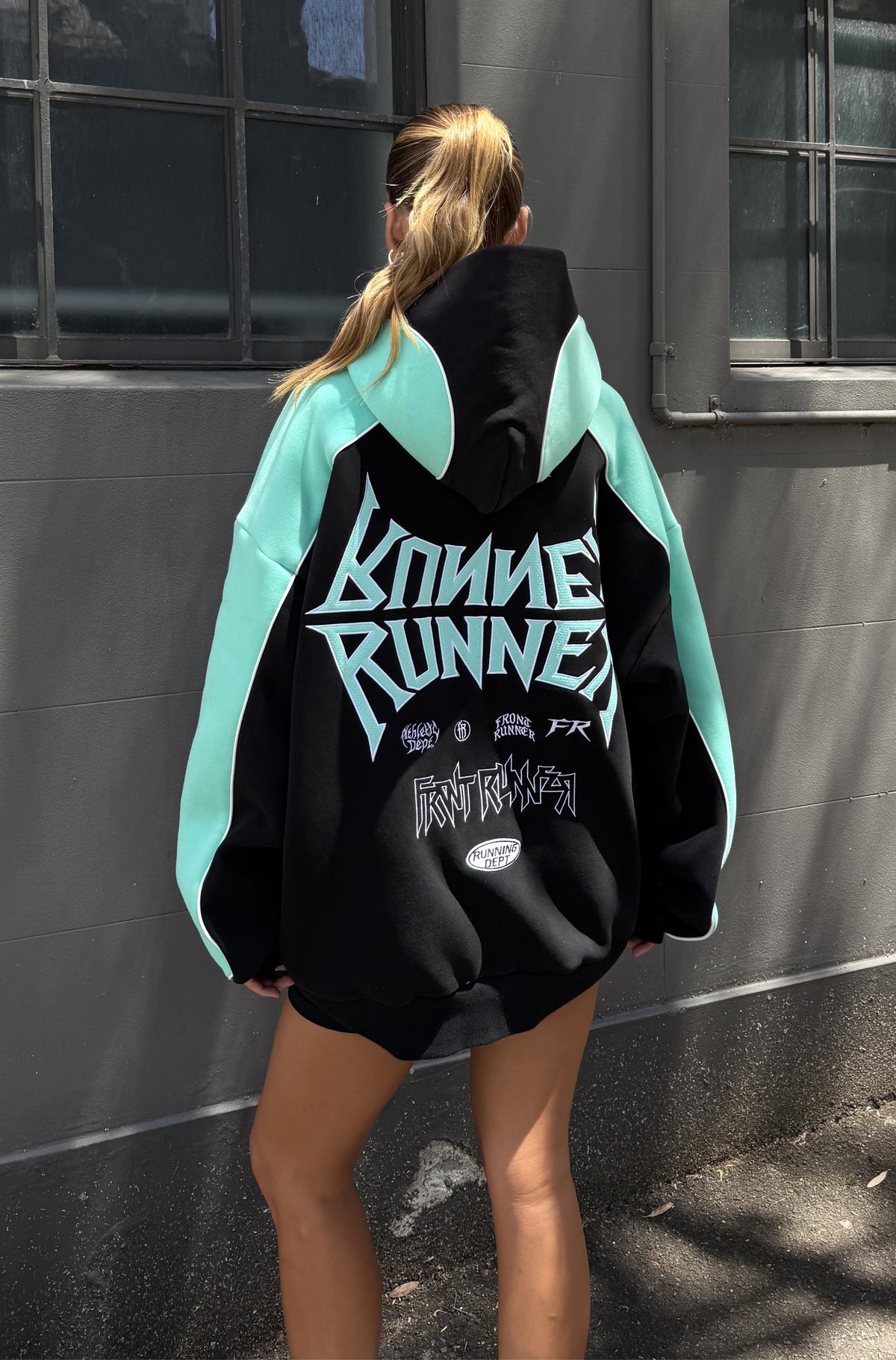 Tagged 2 Tone Hoodie Black Tiffany [women]