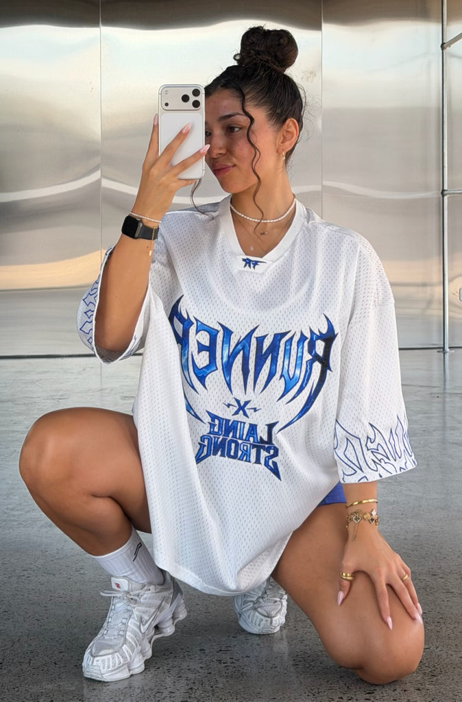 FR X LS Helm Bolt Jersey - White Cobalt