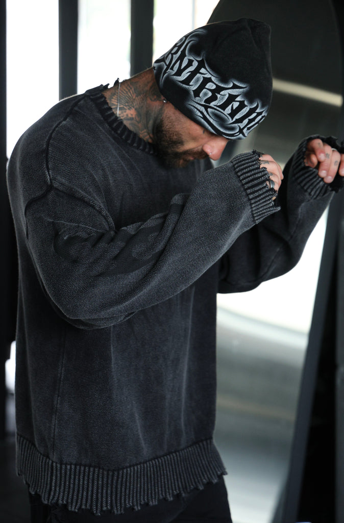Ashline Skull Beanie Washed Black