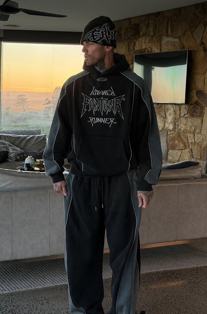 Tagged 2 Tone Hoodie Washed Black